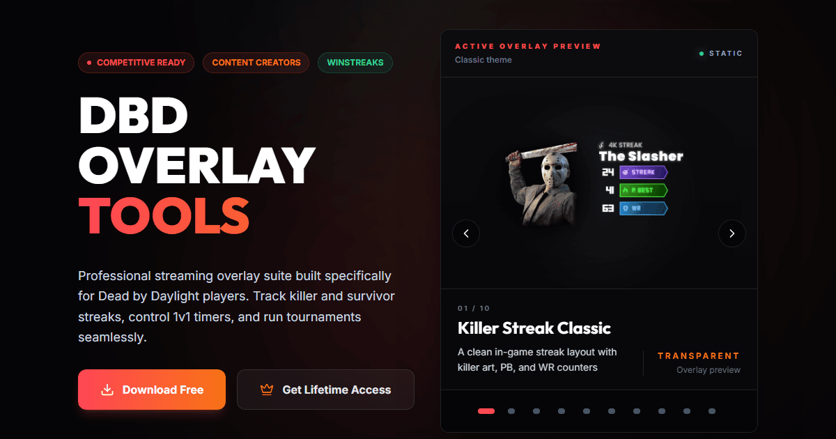 DBD OverlayTools website hero section preview